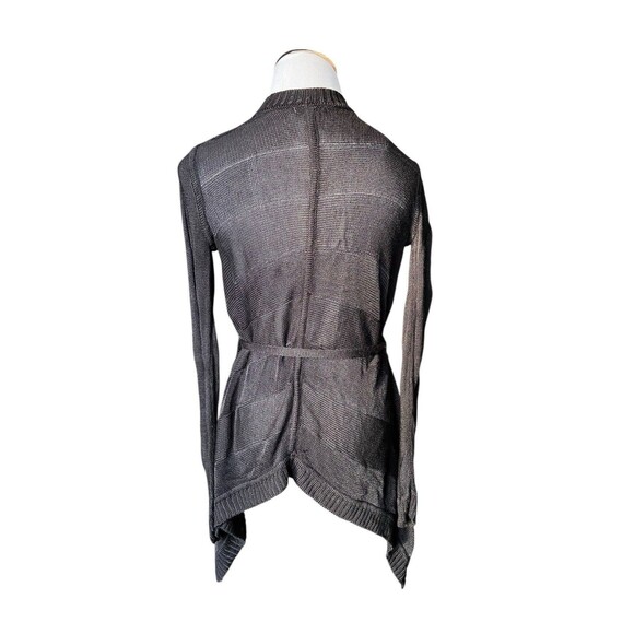 Cache Belted Open Front Waterfall Cardigan Size M Black Lightweight Office Chic - Picture 3 of 8